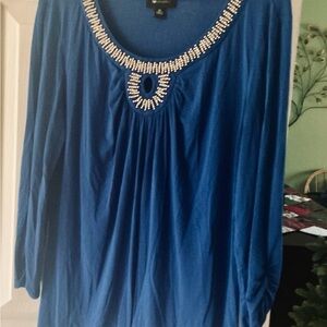 AB Studio Royal Blue Embellished Blouse